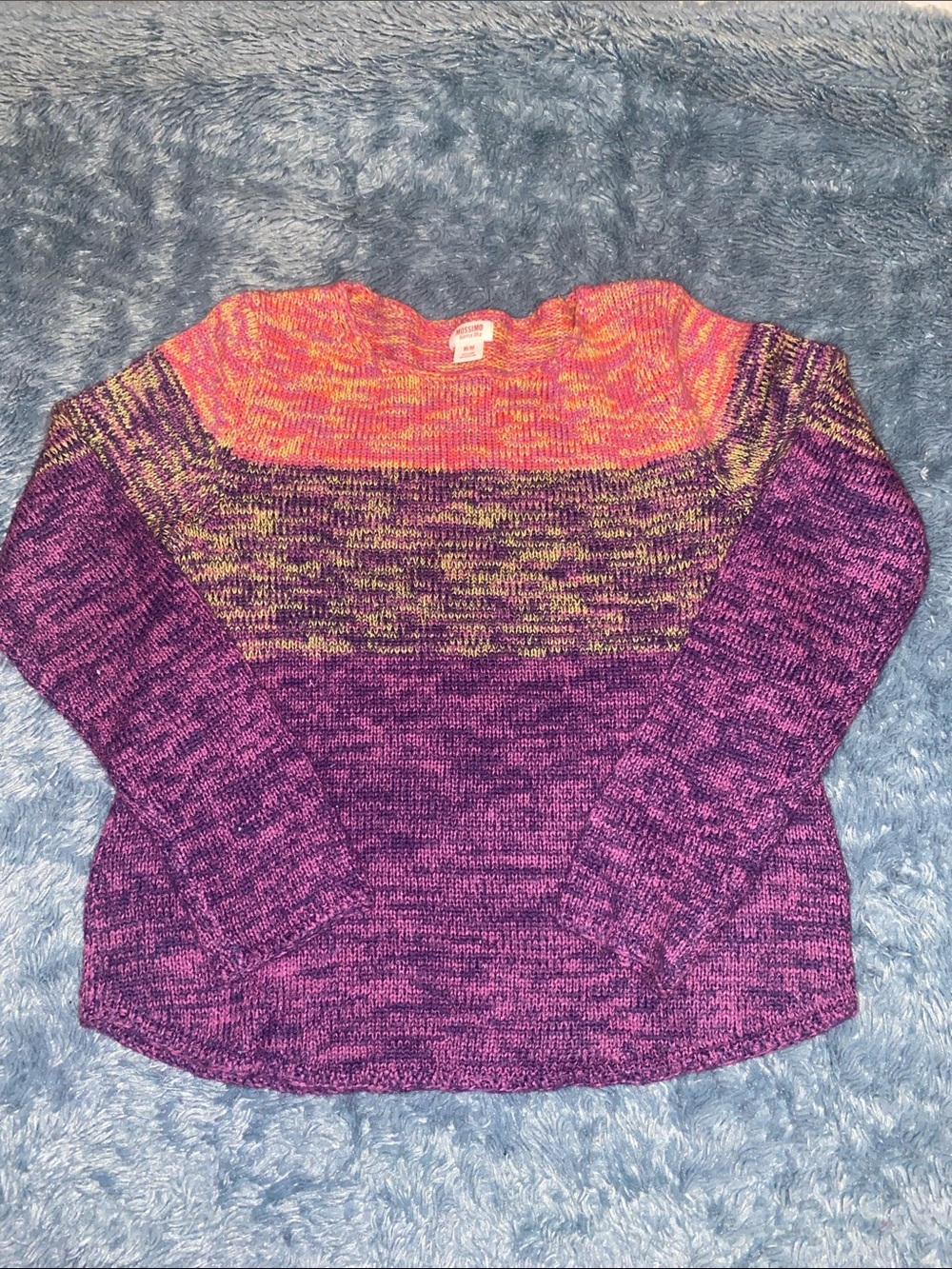 Mossimo Supply Co Womens Knit Sweater Medium Purple Pink Ombre Space Dye